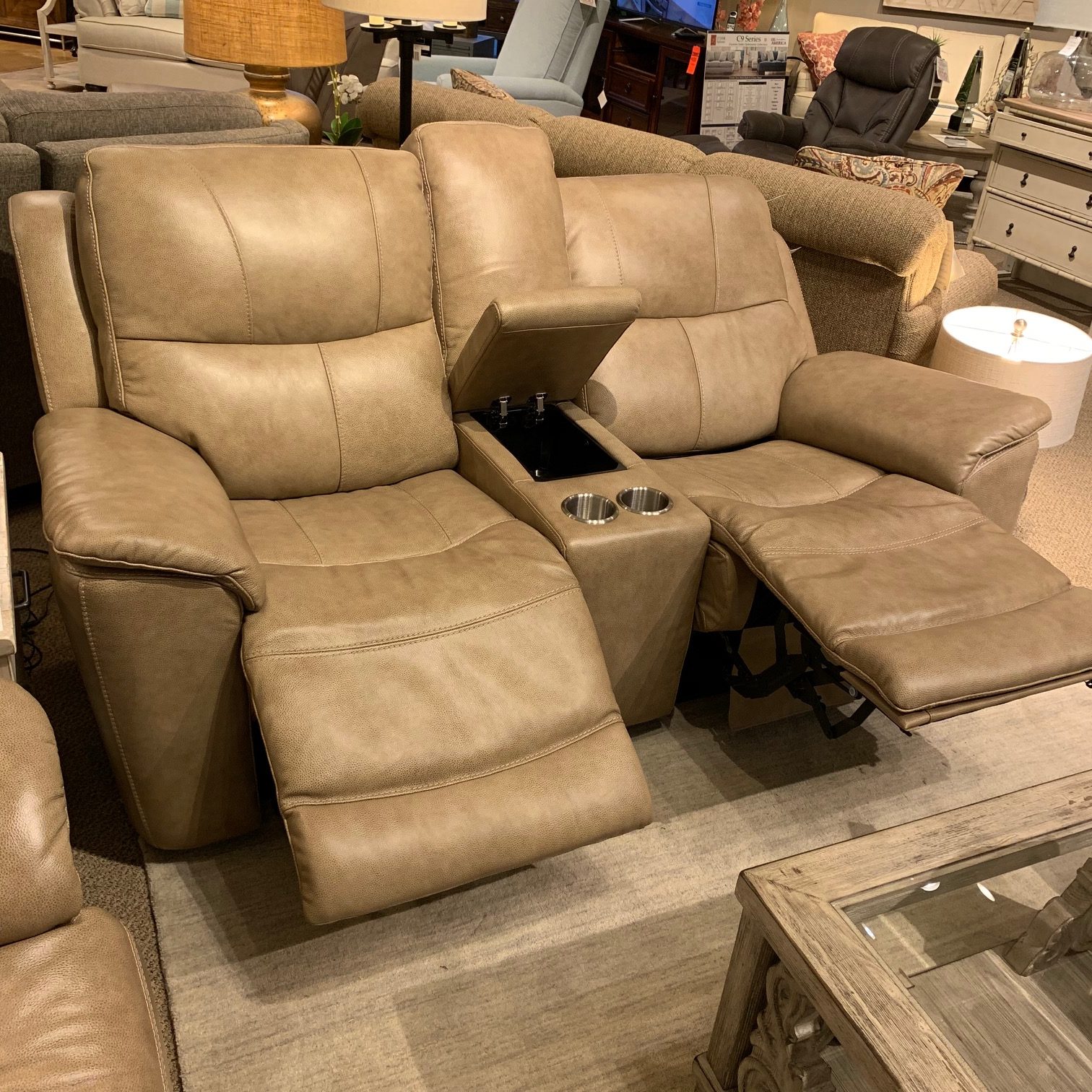1183-64ph Flexsteel Leather dual power reclining loveseat | Rudd Furniture