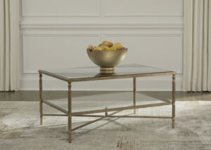T440-1 Ashley Cloverty Glass Top Coffee Table (38x28x19")