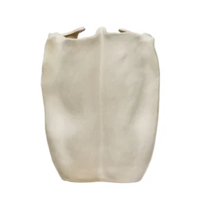 AH2778 Stoneware Organic Shaped Vase, Matte Cream Color 11"L x 10"W x 14-1/2"H