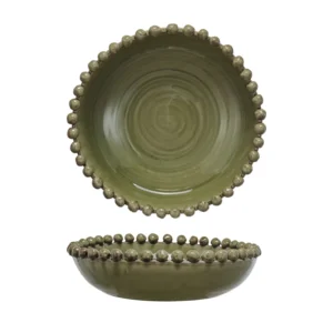Decorative Handmade Terra-cotta Bowl w/ Hobnail Edge