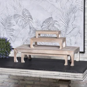 DFA541168 Stylecraft set of 4 Wooden Tabletop Nesting Tables | Natural Antique Finish | 26in w. X