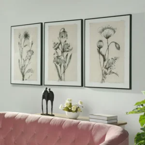 WI334265 Stylecraft BLACK AND BEIGE | Set of 3 Handpainted Canvas Art | 30in X 39in ea