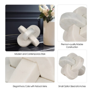 EV19388-01 Sagebrook 6" White Marble Knots