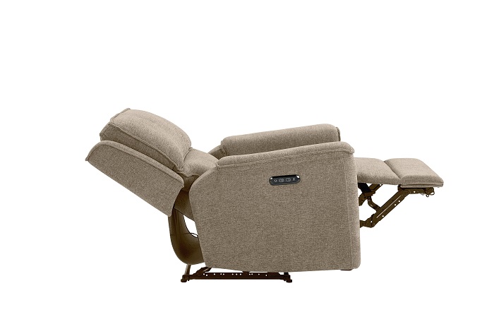 3537-POP Bassett Club Level Fabric Power Recliner (38x39x41"tall) w/ Power Headrest - Pecan
