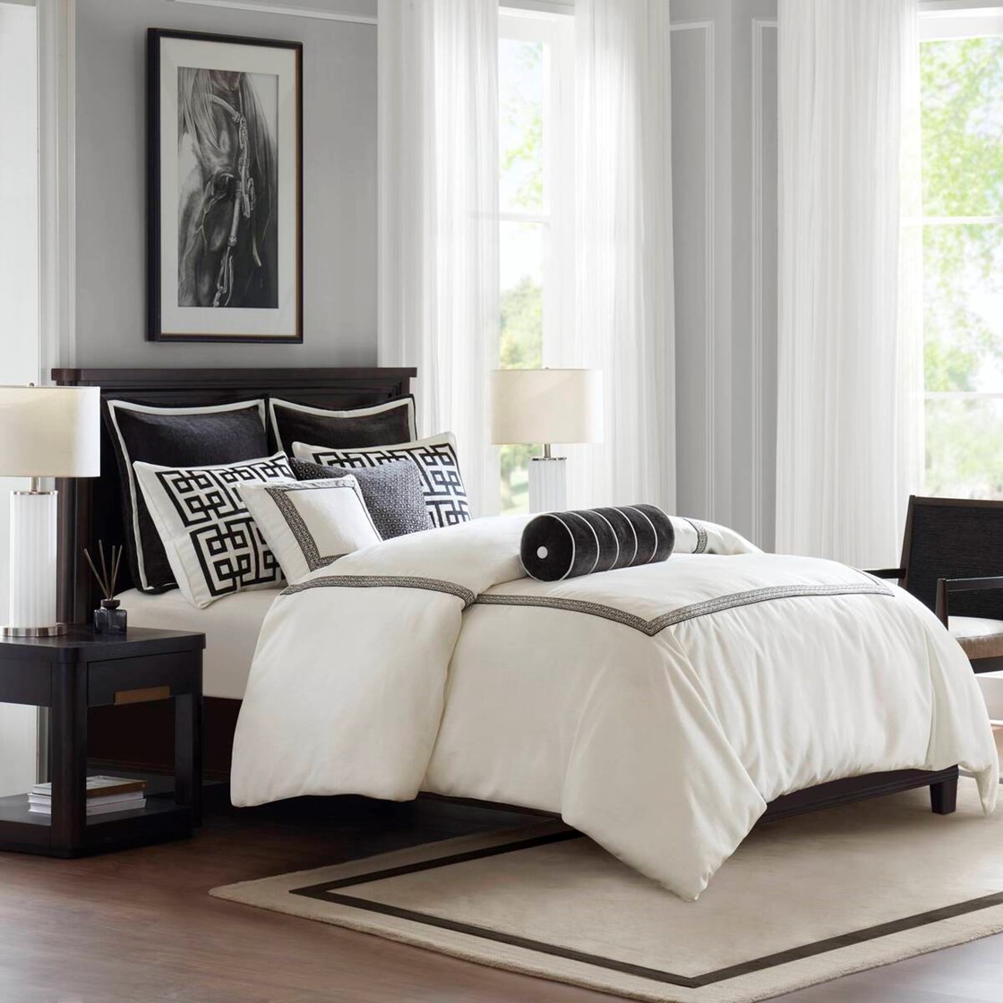 MPS10-599 Ollix King Jarvis Embroidery Oversized Duvet Style Comforter Set