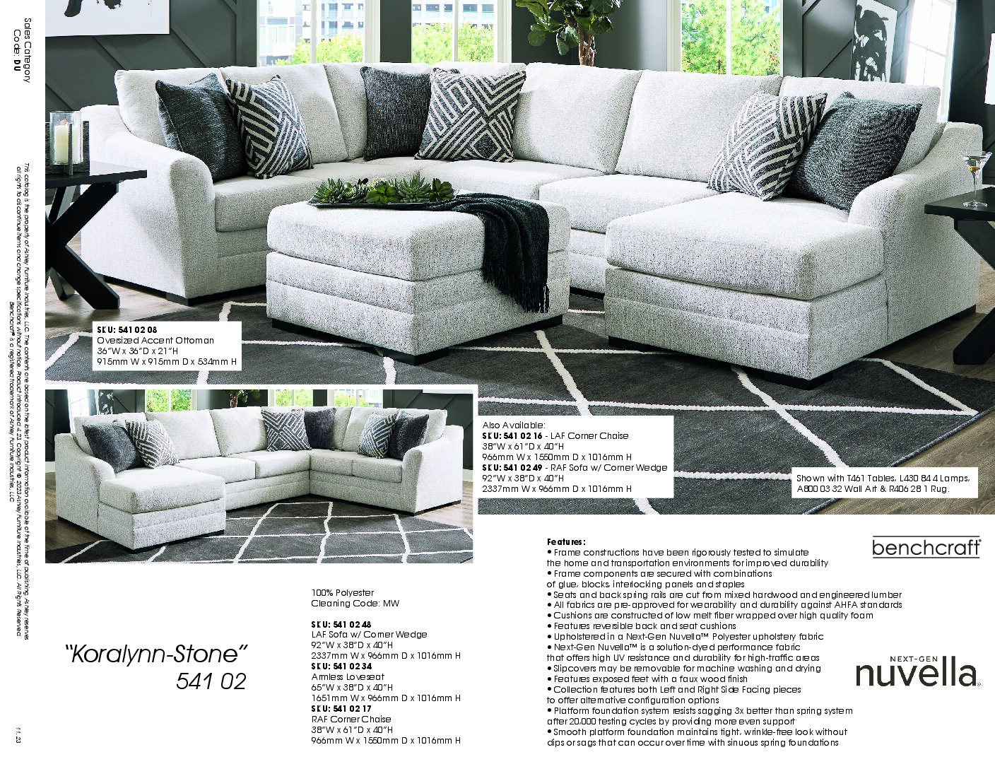 5410216/34/49 Ashley Koralynn 3-pc LAF Chaise Sectional 143x92" - Image 2