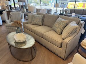 702950 Craftmaster 93 3-Cushion Sofa (Firebird-10) wLight Brass Tacks