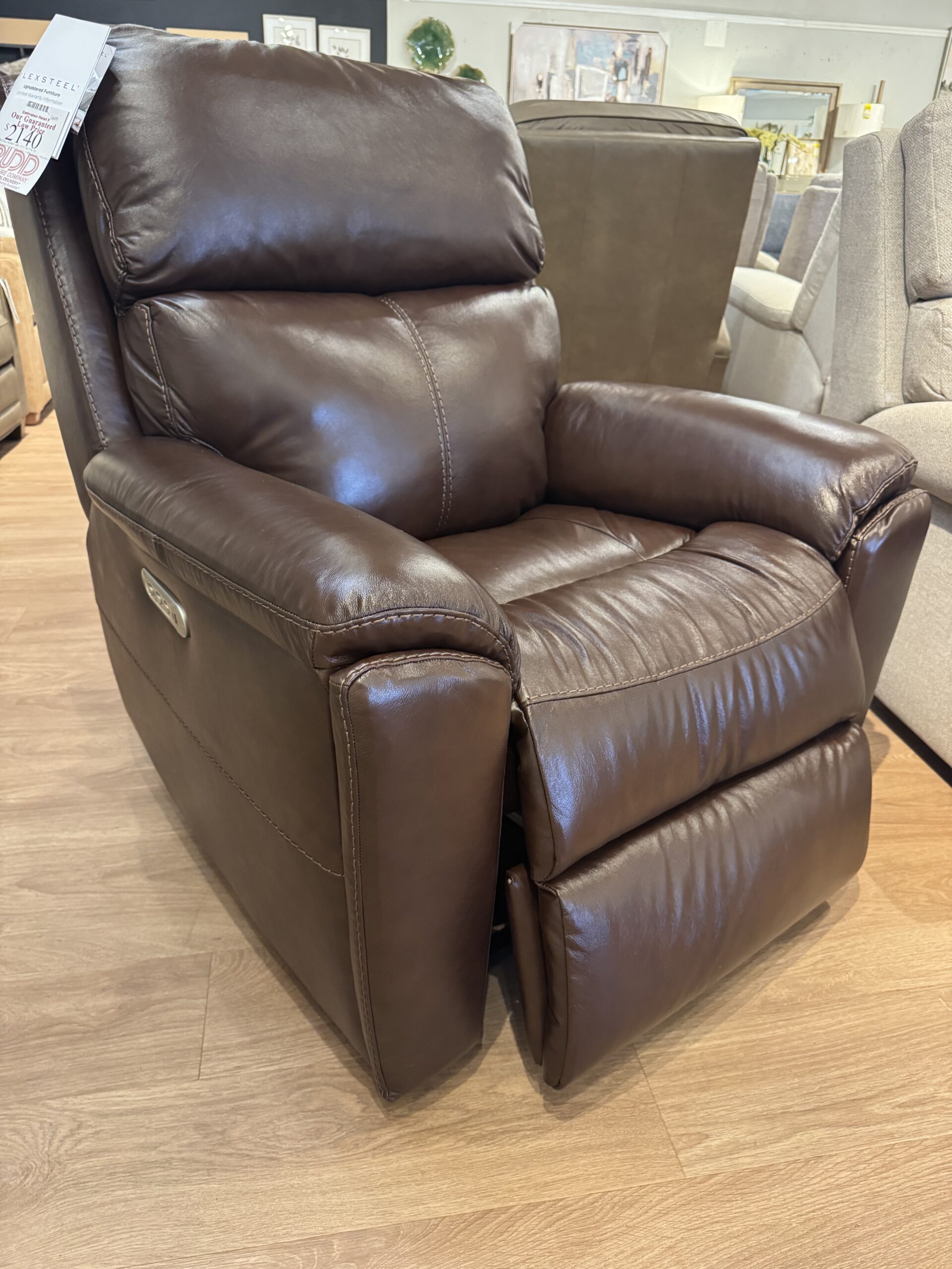 B3865-50L Flexsteel Porter Leather Power Recliner with Power Headrest & Lumbar 577-70/578-70