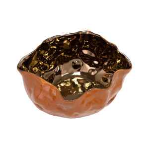 20-491 Import Collection Abitar Orange and Bronze Ceramic Decorative Bowl, 11.5"l