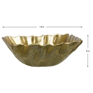 AI21043 Stylecraft Gold Finish Square Aluminum Cast Bowl 13" x 5" x 13"