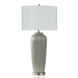 L332671 Stylecraft Pristine Grey Metal & Ceramic Table Lamp 36"