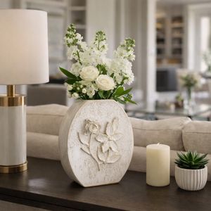 EV21707-01 Sagebrook 10" Beled Small Hayeston White Vase