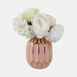 12540-07 Sagebrook Ceramic Vase 8", Blush/gold