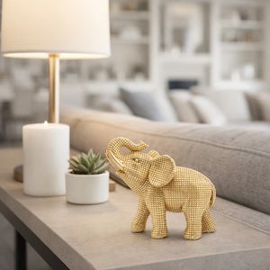 16285-01 Sagebrook 7x4x7" Resin Gold Elephant Accent