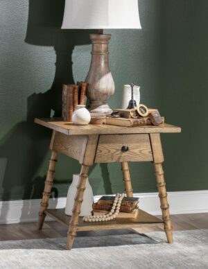 CLH4010-505 Legacy Classic Splayed Bobbin Leg 1-Drawer 24" Oak End Table