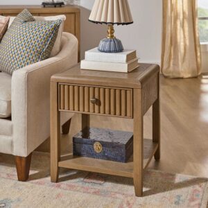 W1018-07 Flexsteel Reed Chairside Table - Driftwood Finish