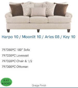 797350PC Harpo-10 Moonlit-10 Aries-08 Key-10 Craftmaster 100" Sofa - Quick ship