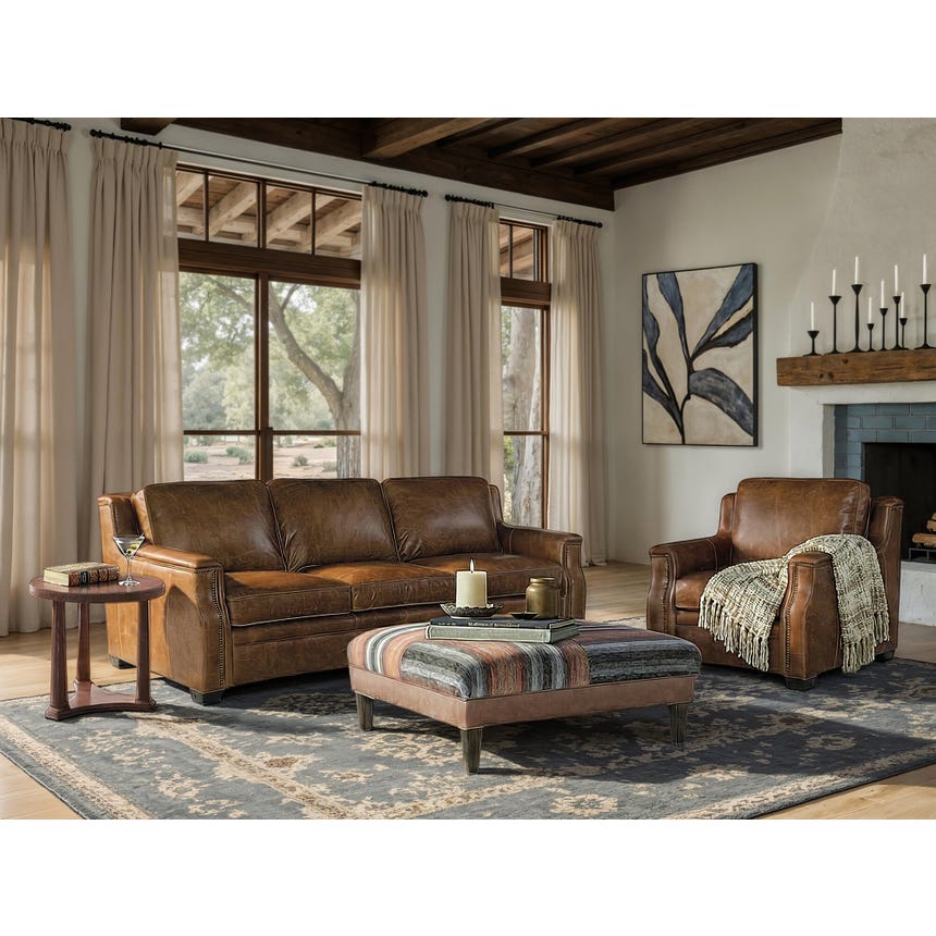 SS519-03-087 Hooker Yates 92.5" Leather Sofa