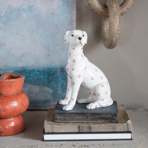 DF4757A Creative Co-Op Hand-Painted Ceramic Dog, Crackle Finish.