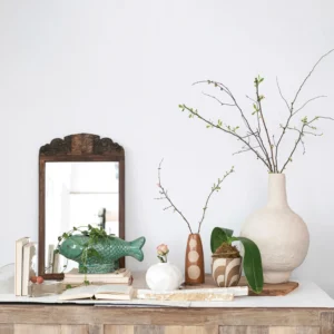 DF7946 Creative Co-Op Debossed Stoneware Fish Planter (Holds 7" Pot) (Each One Will Vary)