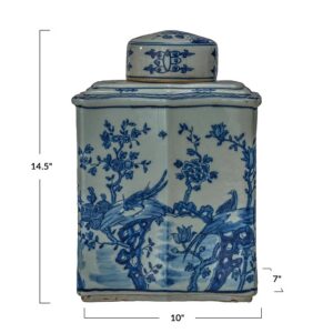 DF9697 Decorative Hand-Painted Porcelain Vintage Reproduction Ginger Jar 10x7x14"